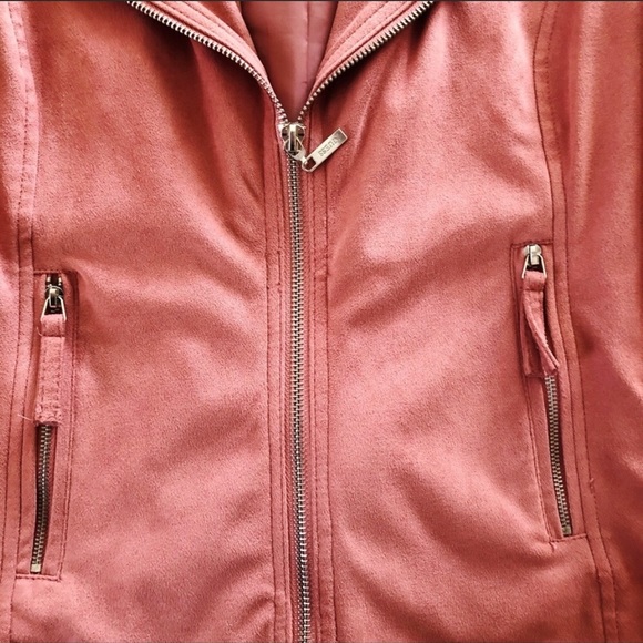 Vintage Guess Moto Soft Stretch Faux Suede Zip Up Fitted Jacket 2000s. - Picture 6 of 8